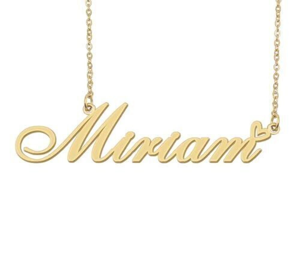 8121 Miriam Name Necklace Heart Charm Pendant 18k Gold Plated Stainless